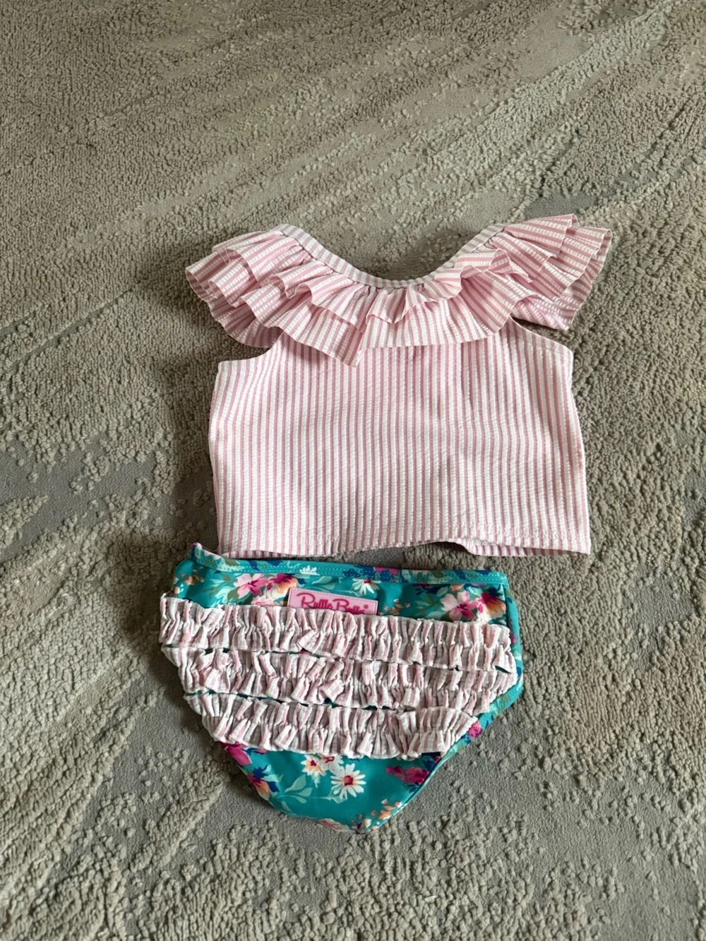 Ruffle Butts bikini tankini swimsuit ruffle bottom bathing suit floral stripe 3T